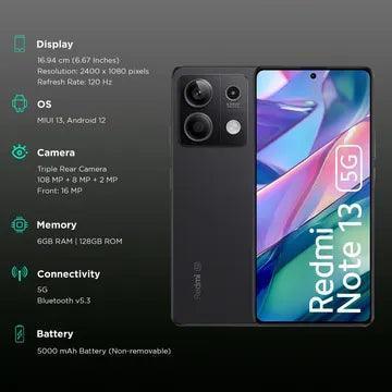 Redmi Note 13 5G (6GB RAM, 128GB, Stealth Black) Refurbished - Triveni World