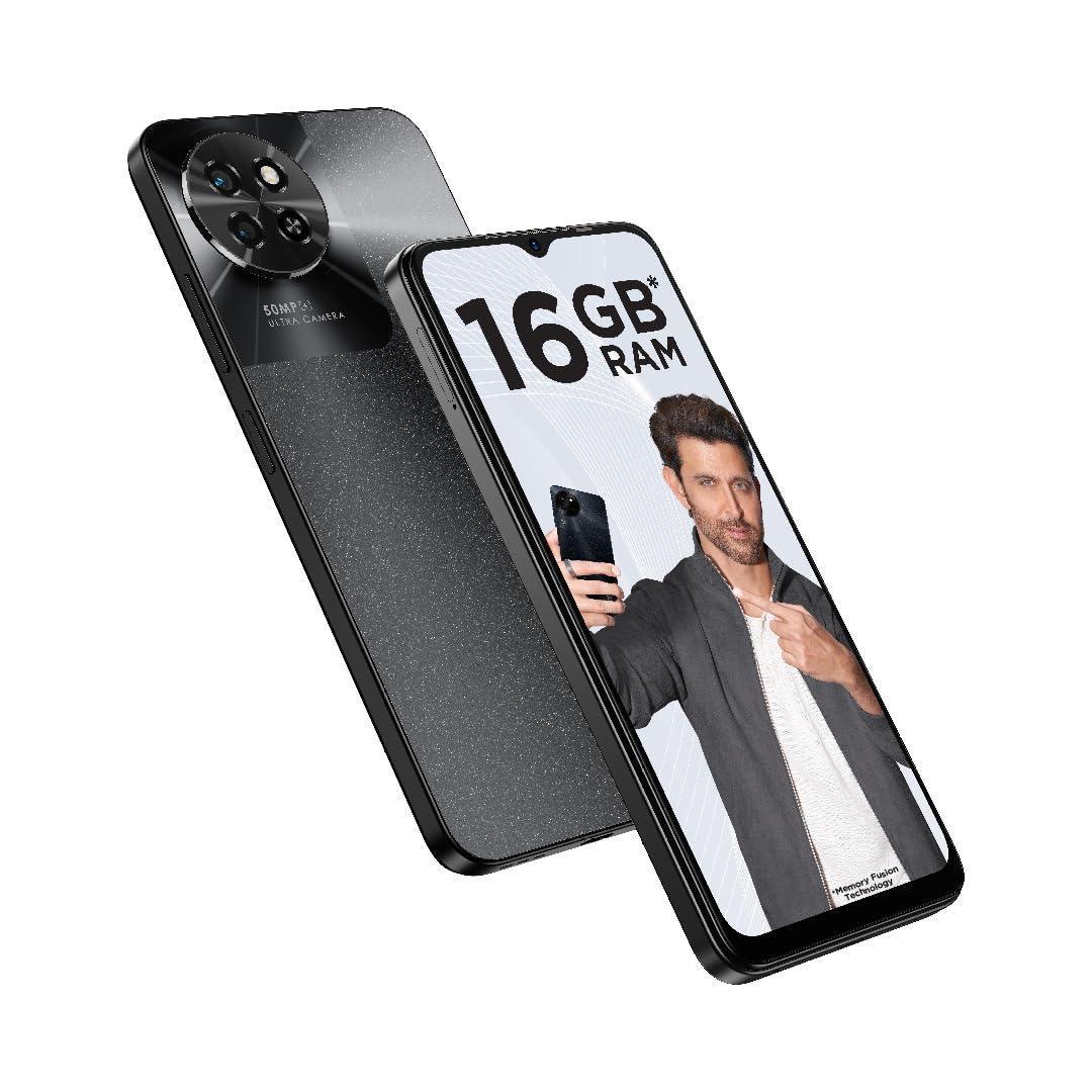 (Refurbished) Itel S23 (8GB RAM + 128GB ROM, Up to 16GB RAM with Memory Fusion | 50MP AI Dual Rear Camera | 5000mAh Battery with Type-C Charging | 90 Hz Display) - Starry Black - Triveni World