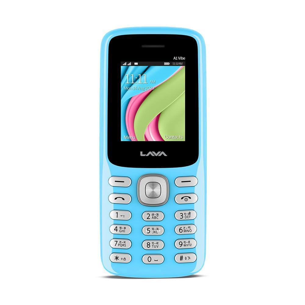 (Refurbished) Lava A1 Vibe, Number Talker, Smart AI Battery, 4 Days Battery Backup, Military Grade Certified, Keypad Mobile with 1000mAh Battery (Candy Blue) - Triveni World