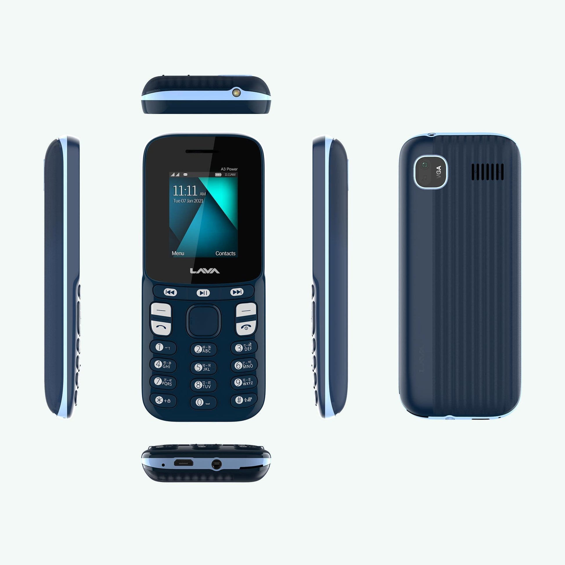 (Refurbished) Lava A3 Vibe Dual Sim Mobile with 1750 mAh Big Battery, 32 GB Expandable Storage and Vibrate Mode Dark Blue - Triveni World