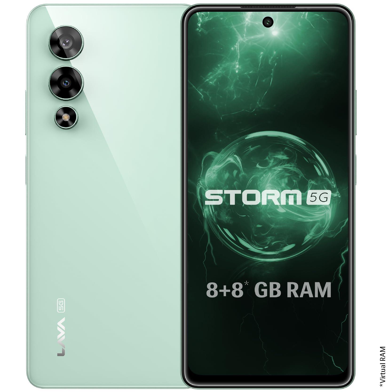 (Refurbished) Lava Storm 5G (Gale Green, 8GB RAM, 128GB ROM)|50MP+8MP Ultrawide Dual Camera|16MP FrontCamera|6.78" FHD+ Punch Hole Display|5000 mAh Battery|33W Fast Charging|Upto 16GB ExpandableRAM|Clean Android - Triveni World