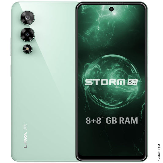 (Refurbished) Lava Storm 5G (Gale Green, 8GB RAM, 128GB ROM)|50MP+8MP Ultrawide Dual Camera|16MP FrontCamera|6.78" FHD+ Punch Hole Display|5000 mAh Battery|33W Fast Charging|Upto 16GB ExpandableRAM|Clean Android - Triveni World
