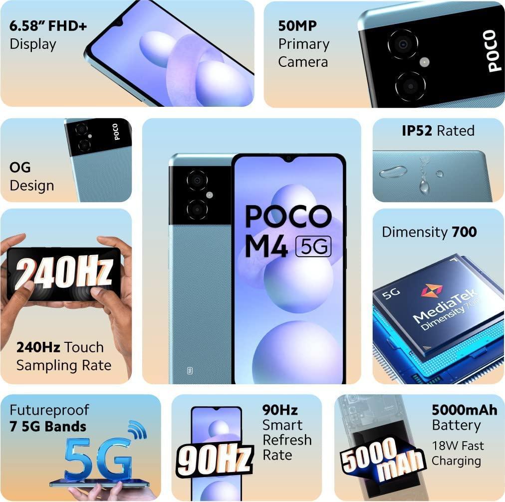 (Refurbished) POCO M4 5G (Cool Blue, 64 GB) (4 GB RAM) - Triveni World