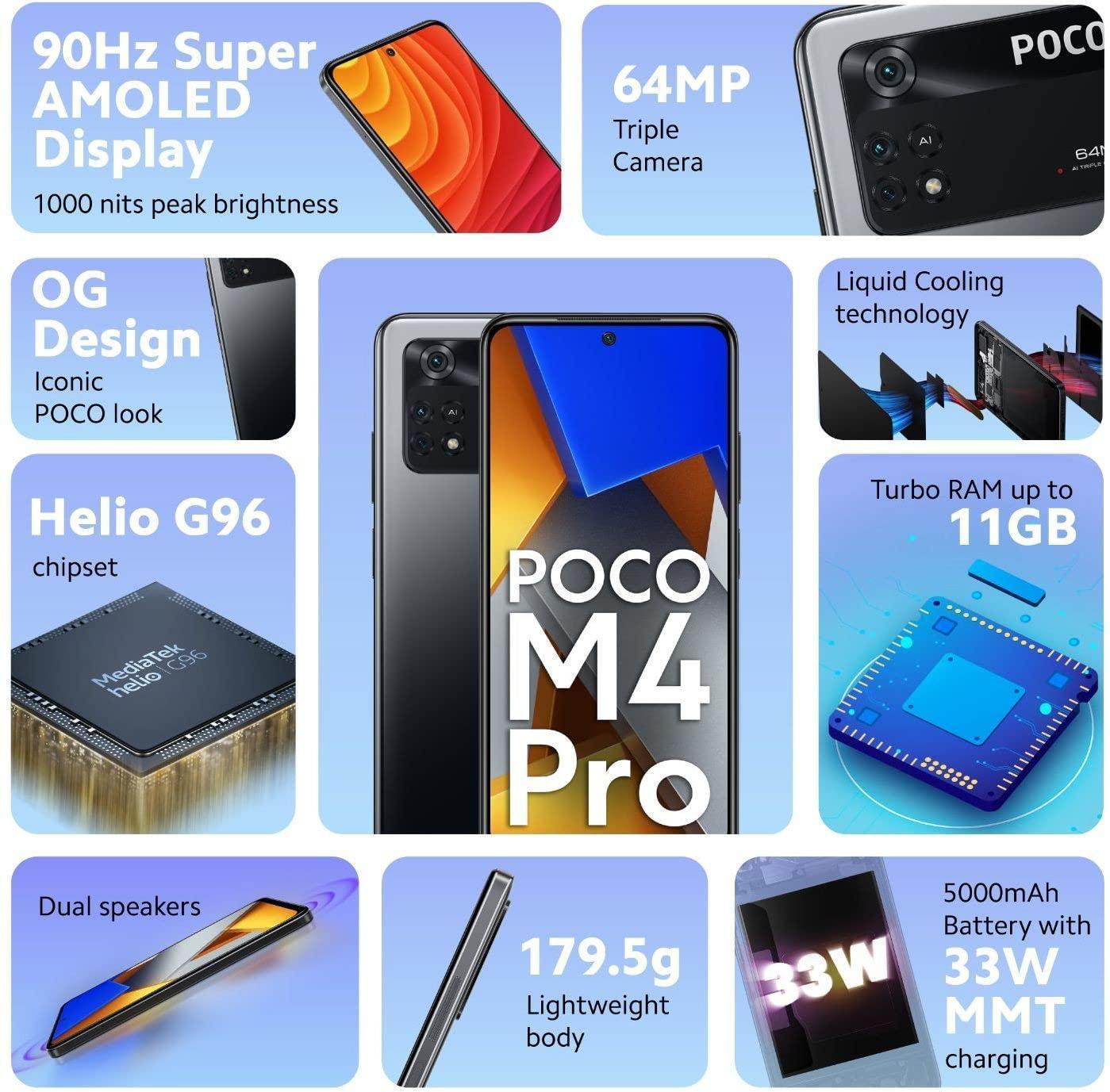 (Refurbished) POCO M4 Pro (Power Black, 6GB RAM 64GB Storage) - Triveni World