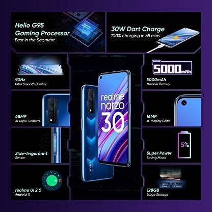 (Refurbished) realme Narzo 30 (Racing Blue, 6GB RAM, 128GB Storage) Without Offers - Triveni World