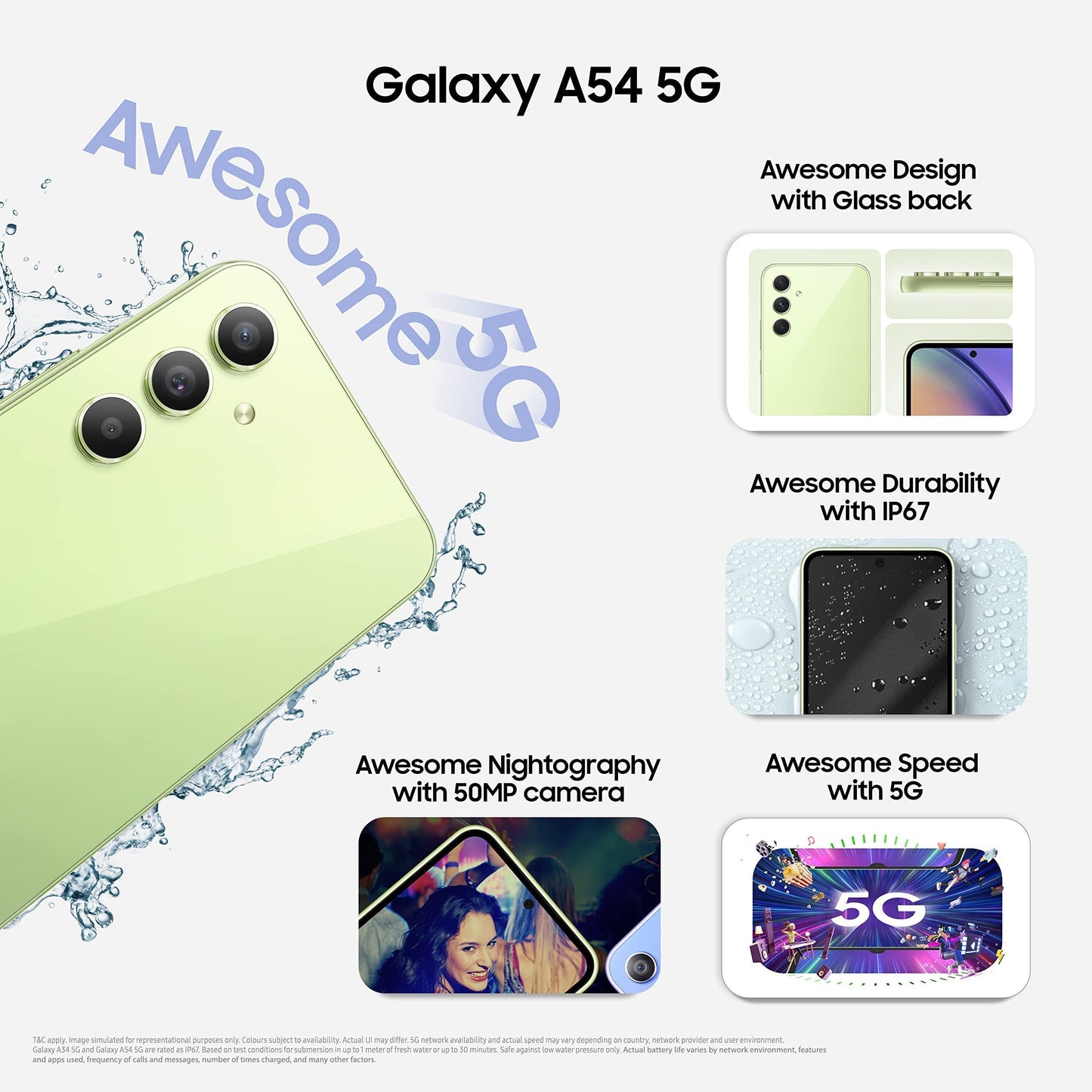 (Refurbished) Samsung Galaxy A54 5G (Awesome Graphite, 8GB, 256GB Storage) | 50 MP No Shake Cam (OIS) | IP67 | Gorilla Glass 5 | Voice Focus | Without Charger - Triveni World