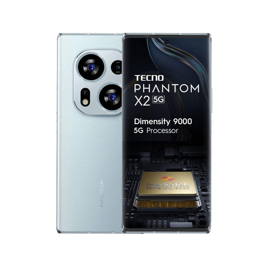 (Refurbished) Tecno Phantom X2 5G Moonlight Silver (8GB RAM,256GB Storage) | World's 1st 4nm Dimensity 9000 5G Processor | Dual Curved AMOLED Display | 64MP RGBW Camera - Triveni World