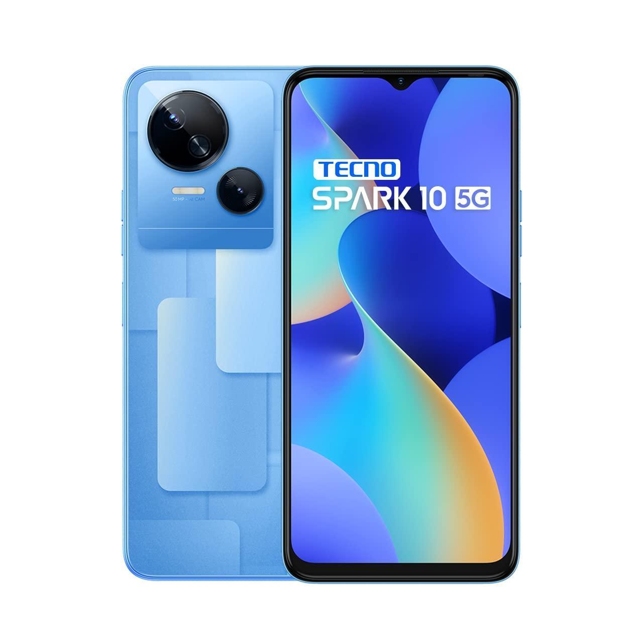 (Refurbished) Tecno Spark 10 5G (Meta Blue, 8GB RAM,128GB Storage)|16GB Expandable RAM | Ultra Clear 50MP Superior Rear Camera| Dimensity 6020 7nm Powerful 5G Processor - Triveni World