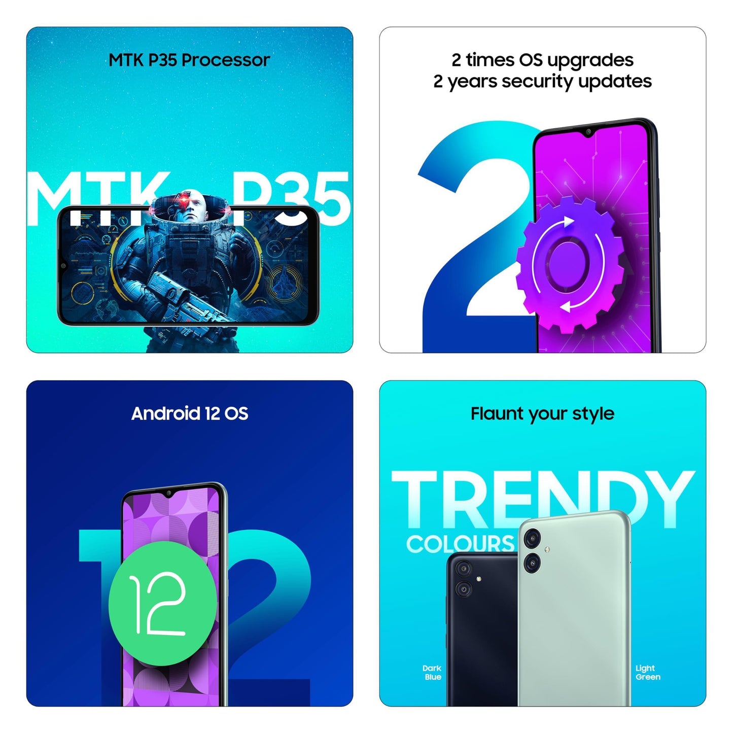 Samsung Galaxy M04 Dark Blue, 4GB RAM, 128GB Storage | Upto 8GB RAM with RAM Plus | MediaTek Helio P35 Octa-core Processor | 5000 mAh Battery | 13MP Dual Camera - Triveni World
