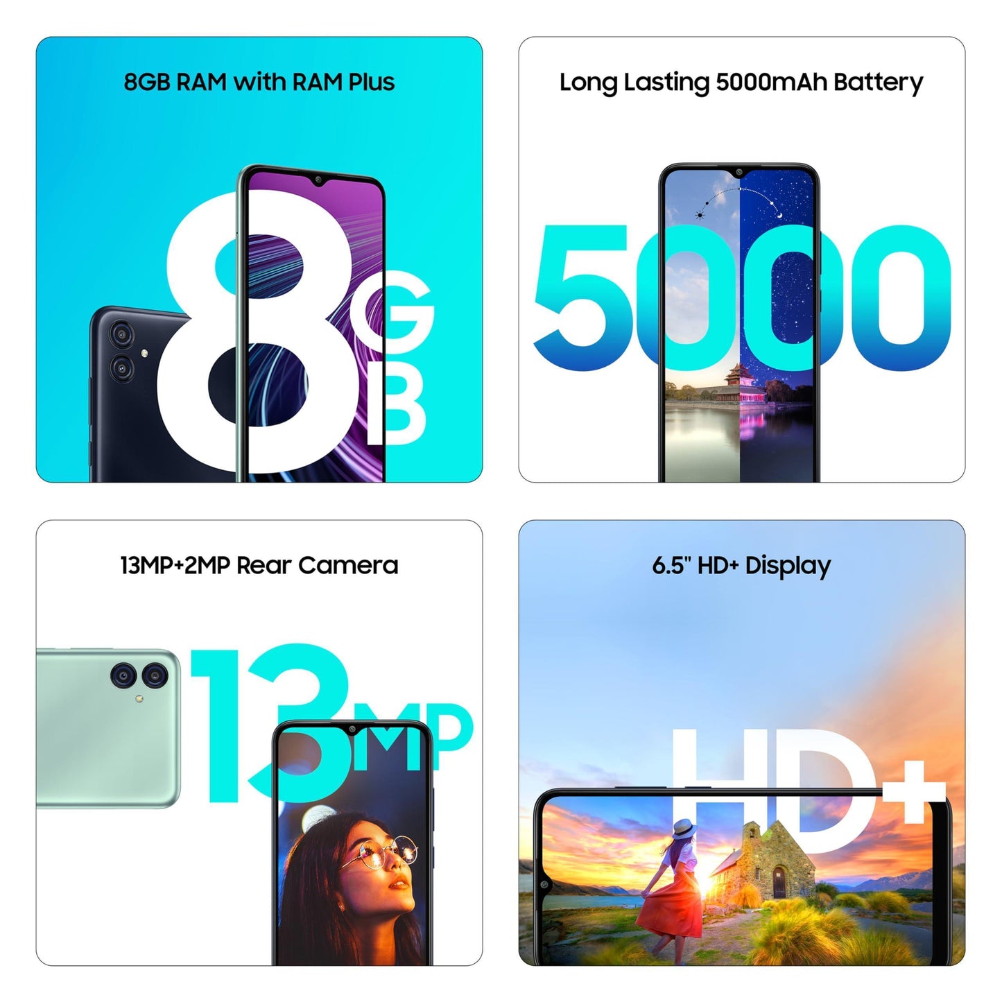 Samsung Galaxy M04 Dark Blue, 4GB RAM, 128GB Storage | Upto 8GB RAM with RAM Plus | MediaTek Helio P35 Octa-core Processor | 5000 mAh Battery | 13MP Dual Camera - Triveni World