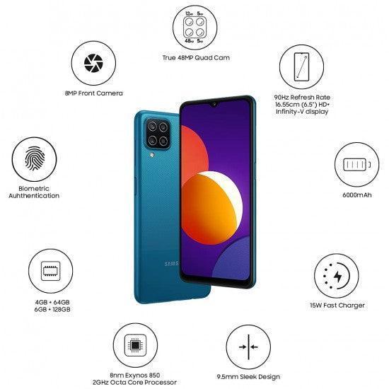 Samsung Galaxy M12 Blue,4GB RAM, 64GB Storage 6000mAh with 8nm Processor - Triveni World