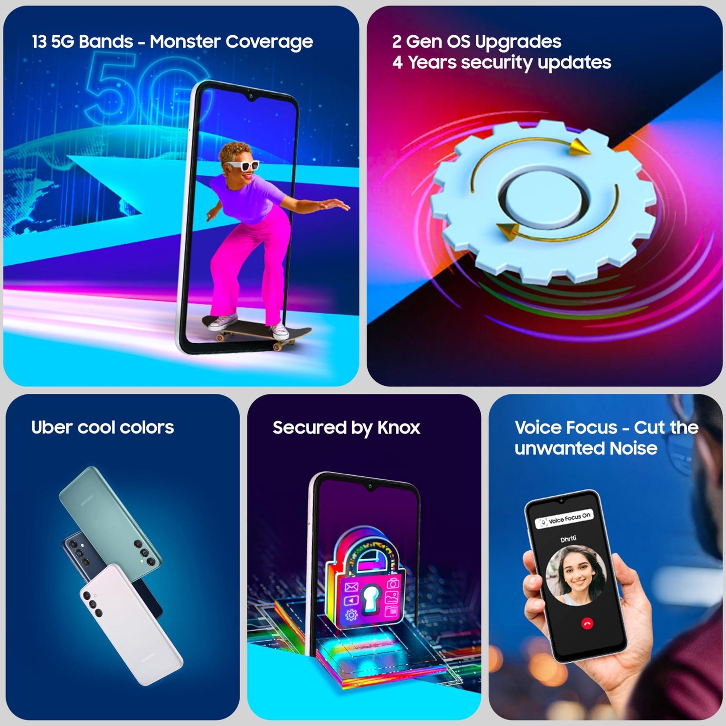 Samsung Galaxy M14 5G (ICY Silver,6GB,128GB)|50MP Triple Cam|Segment's Only 6000 mAh 5G SP|5nm Processor|2 Gen. OS Upgrade & 4 Year Security Update|12GB RAM with RAM Plus|Android 13|Without Charger - Triveni World
