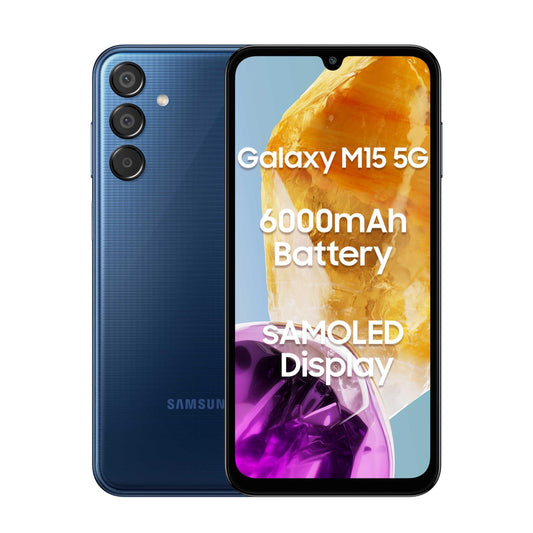 Samsung Galaxy M15 5G (Blue Topaz,4GB RAM,128GB Storage)| 50MP Triple Cam| 6000mAh Battery| MediaTek Dimensity 6100+ | 4 Gen. OS Upgrade & 5 Year Security Update| Super AMOLED Display - Triveni World
