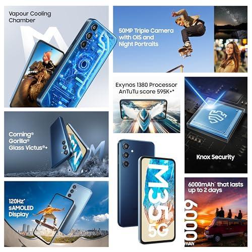 Samsung Galaxy M35 5G (Thunder Grey,8GB RAM,128GB Storage)| Corning Gorilla Glass Victus+| AnTuTu Score 595K+ | Vapour Cooling Chamber | 6000mAh Battery | 120Hz Super AMOLED Display| without Charger - Triveni World