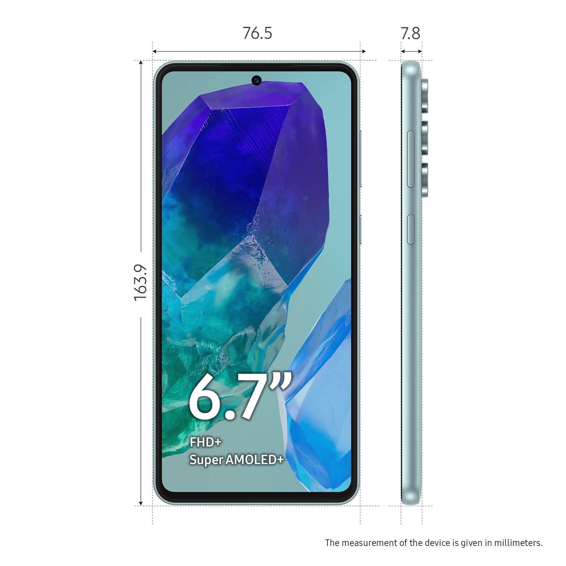 Samsung Galaxy M55 5G (Light Green,12GB RAM,256GB Storage) | 50MP Triple Cam| 5000mAh Battery| Snapdragon 7 Gen 1 | 4 Gen. OS Upgrade & 5 Year Security Update| Super AMOLED+ Display| Without Charger - Triveni World
