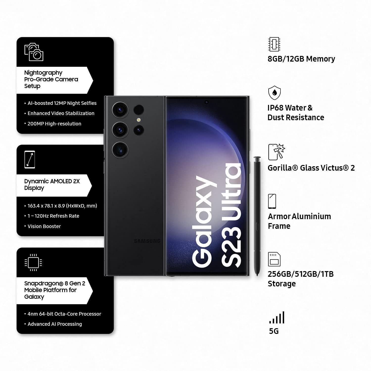 Samsung Galaxy S23 Ultra 5G AI Smartphone (Phantom Black, 12GB, 256GB Storage) - Triveni World