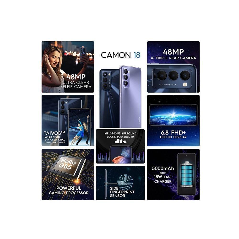 Tecno Camon 18 (Dusk Grey, 128 GB) (4 GB RAM) Refurbished - Triveni World