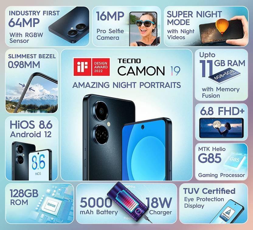 Tecno Camon 19 (Eco Black, 128 GB)  (6 GB RAM) Refurbished - Triveni World
