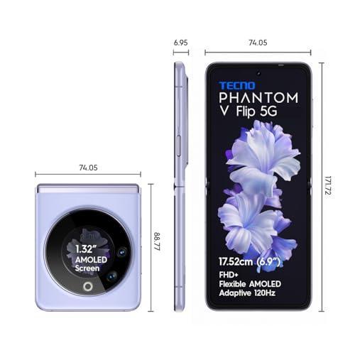 TECNO Phantom V Flip 5G (Mystic Dawn 16Gb Ram, 256Gb Storage) | 45 Watts Fast Charging | 32 Mp Selfie, 64 Rear Camera| 6.9" Flexible, 1.32" Secondrary Amoled, Lavender - Triveni World