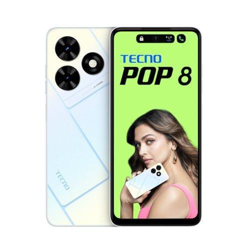 TECNO POP 8 (Mystery White,(8GB*+64GB)|90Hz Punch Hole Display with Dynamic Port & Dual Speakers with DTS| 5000mAh Battery |10W Type-C| Side Fingerprint Sensor| Octa-Core Processor - Triveni World