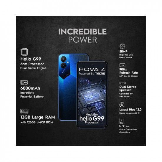TECNO POVA 4 (Cryolite Blue,8GB RAM,128GB Storage)| Helio G99 Processor Refurbished - Triveni World