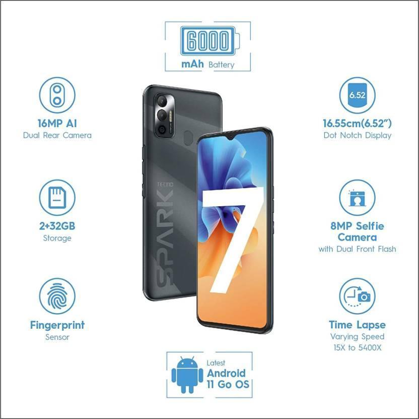Tecno Spark 7 (Magnet Black, 32 GB)  (2 GB RAM) Refurbished - Triveni World