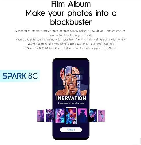 Tecno Spark 8C (Magnet Black, 4GB RAM, 64GB Storage) | 13MP AI-Enhanced Dual Camera | HD+ 6.6" Dot Notch Screen | Upto 7GB Memory fusion | 5000mAh Long-lasting Battery | 8MP Portrait Camera Beauty 3.0 - Triveni World