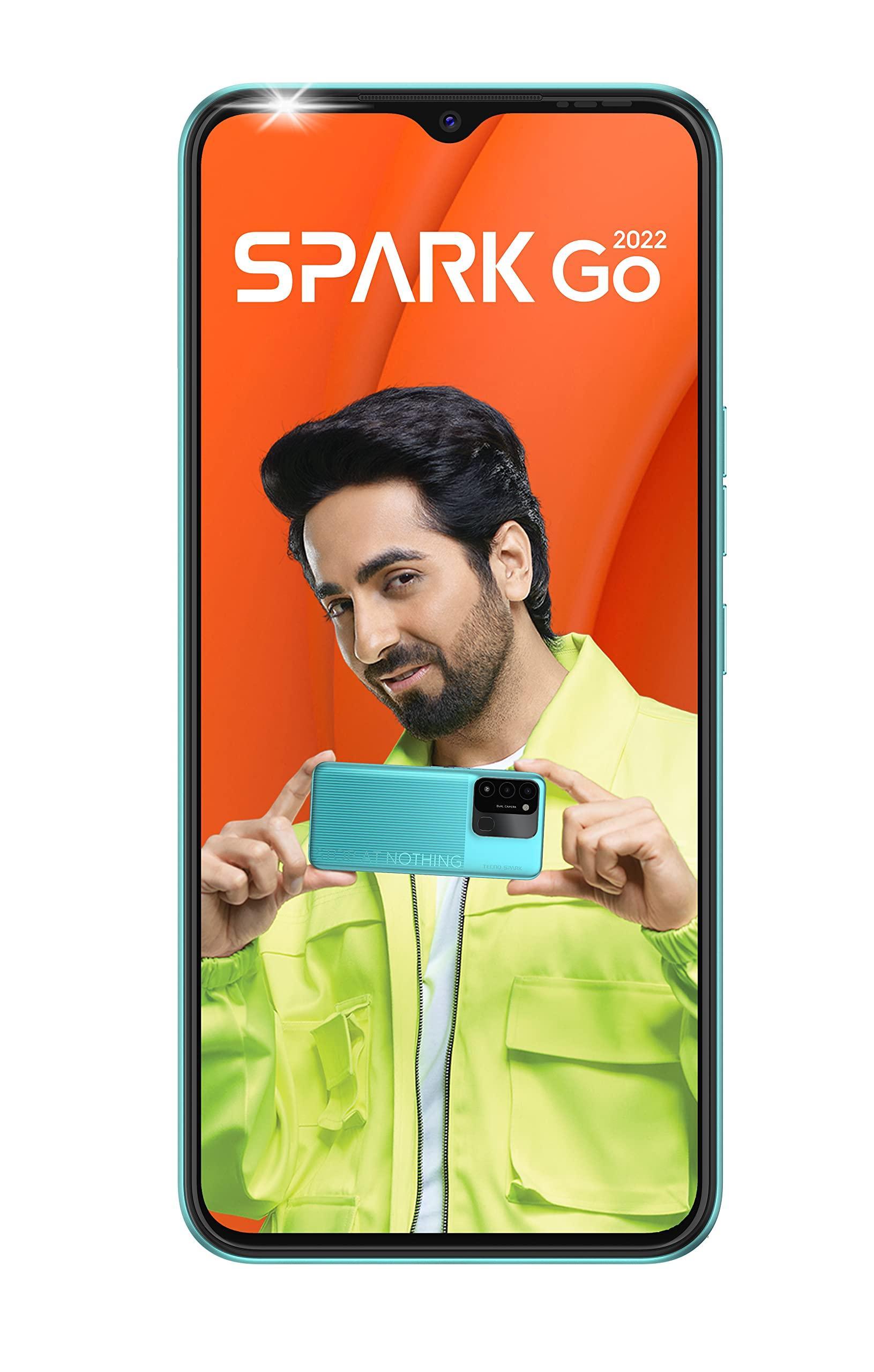 TECNO Spark Go 2022 (Turquoise Cyan, 2/32GB) | 5000mAh Battery| 6.52" HD+ Display | 13MP Dual Rear Camera| Front Flash| Stylish Design - Triveni World