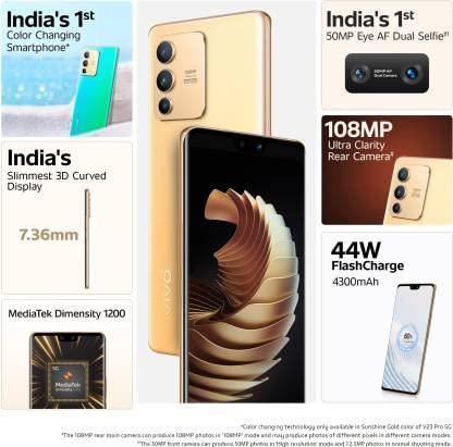 Vivo V23 Pro 5G (Sunshine Gold, 8GB RAM, 128GB Storage) - Triveni World
