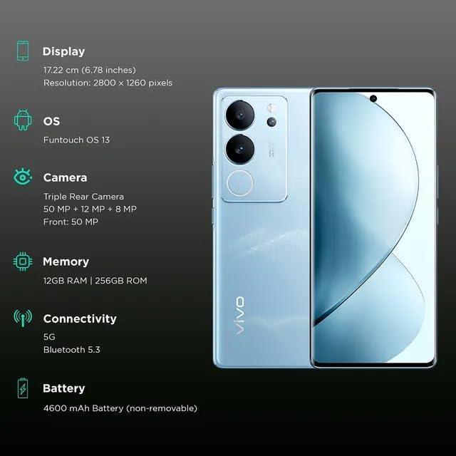 Vivoo V29 Pro 5G Blue (12 GB RAM 256 GB ROM Storage) - Triveni World
