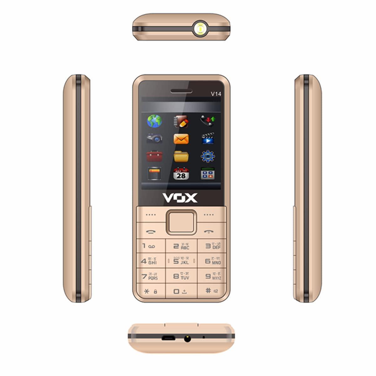 Vox V14 Keypad Mobile (2.4 Inch, Dual Sim) (Brown) - Triveni World