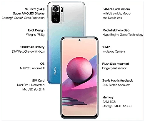 Xiaomi Redmi Note 10S (Deep Sea, 6GB RAM, 64GB Storage) - Refurbished - Triveni World